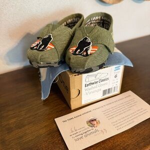 NIB Toms Earthwise Classics Washed Green Slip-Ons “Virunga” Baby/Toddler Size 6